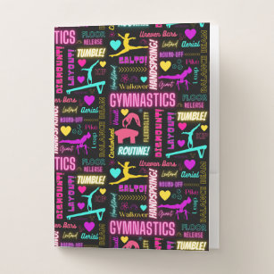 Colorful Girls Gymnastics Glossary Typography  Pocket Folder