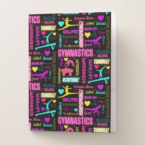 Colorful Girls Gymnastics Glossary Typography  Pocket Folder
