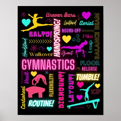 Colorful Girls Gymnastics Glossary Typography  Poster