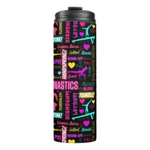 Colorful Girls Gymnastics Glossary Typography    Thermal Tumbler