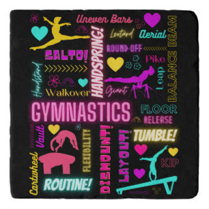 Colorful Girls Gymnastics Glossary Typography Trivet
