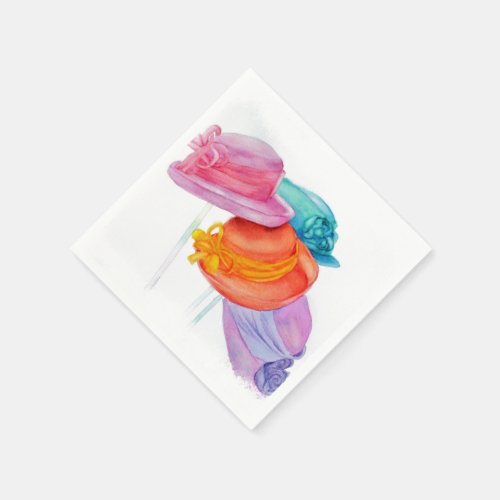 COLORFUL GIRLS HATS PAPER NAPKINS
