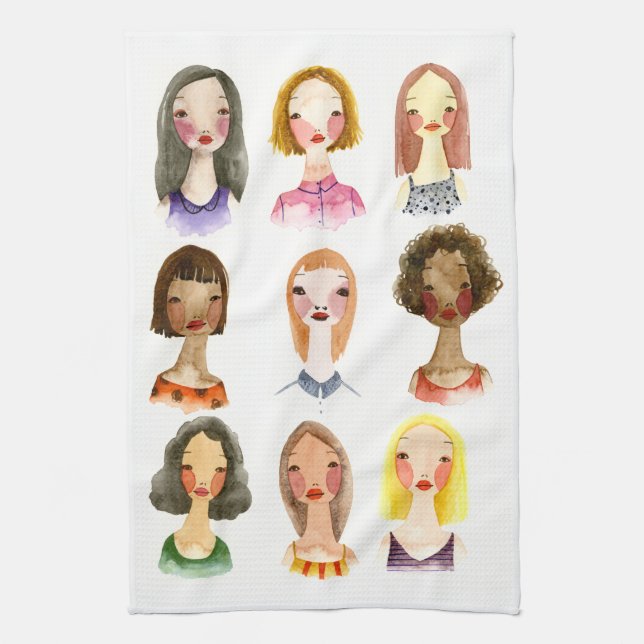 Colorful Girls Kitchen Towel (Vertical)