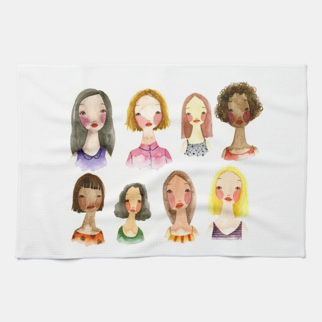Colorful Girls Kitchen Towel (Horizontal)