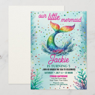 Colorful Girls Our Little Mermaid Birthday Invitation
