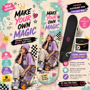 Colorful Girls Skateboard Design Cute Street Art