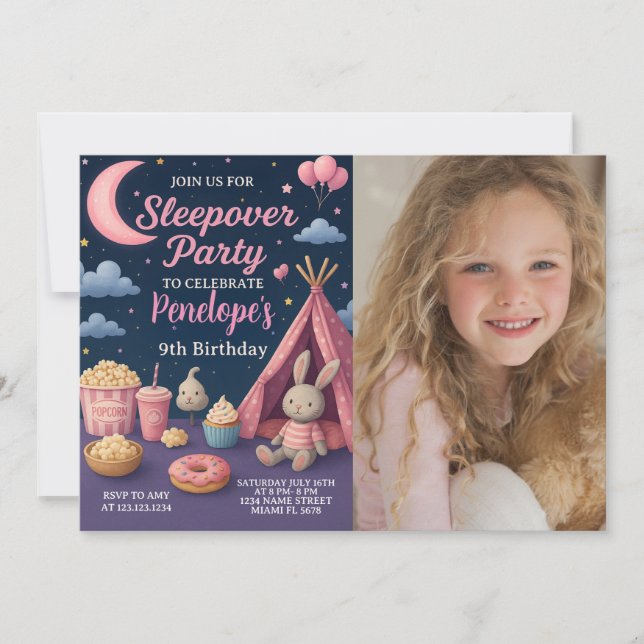 Colorful Girls Sleepover Party Invitation (Front)