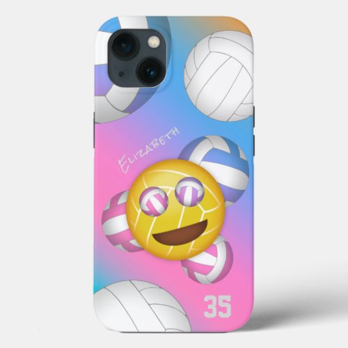 colorful girls volleyball emoji iPhone 13 case