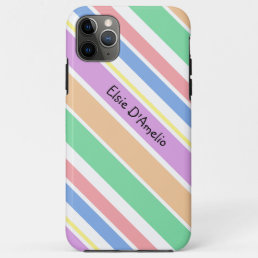 Colorful Girly Diagonal Stripe Personalized iPhone 11 Pro Max Case