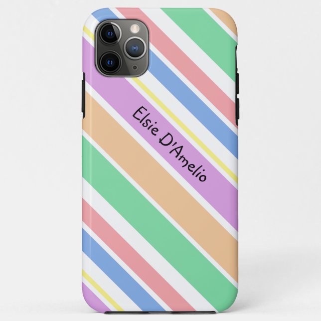 Colorful Girly Diagonal Stripe Personalized Case-Mate iPhone Case (Back)