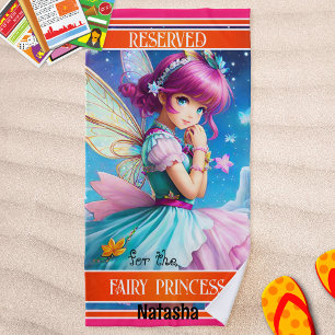 Colorful Girly Fairy Princess Beach Towel