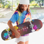 Colorful Girly Floral Custom Personalized Name Skateboard<br><div class="desc">Colorful Girly Floral Custom Personalized Name Skateboard features your personalized name in modern typography accented with colorful flowers. Personalize by editing the text in the text box provided. Give a custom made gift,  personalized skateboard to your favorite skateboarder for Christmas,  birthday or your BFF.  Designed by ©Evco Studio www.zazzle.com/store/evcostudio</div>