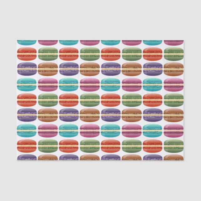 Colorful Girly Glitter Macaron Cookies Tissue Paper (Front)