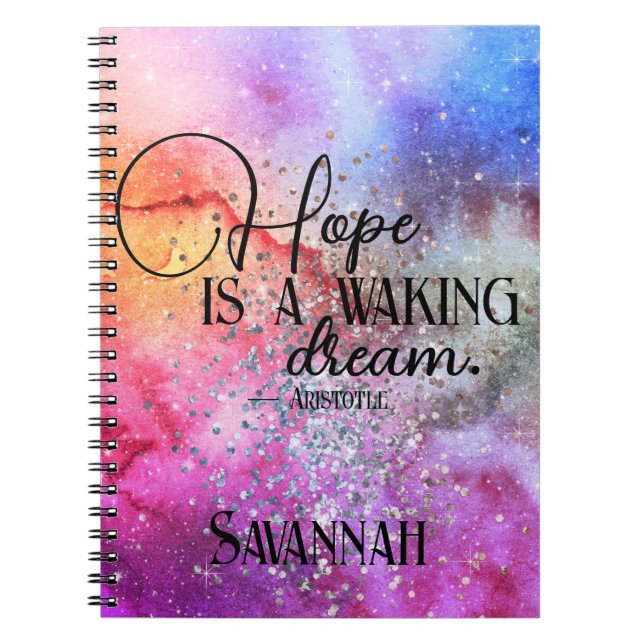 Colorful Girly Hope Inspirational Quote for Her Notebook (Front)
