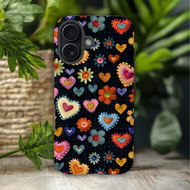 Colorful Girly Love Hearts Flower 3D Pattern Case-Mate iPhone Case (Creator Uploaded)