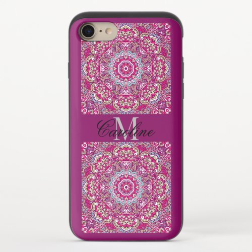  Colorful Girly Magenta Lace Mandala iPhone 87 Slider Case