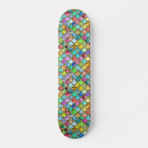 Colorful Girly Mermaid Scales Skateboard