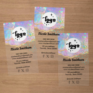 colorful girly opal design clear business cards