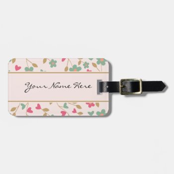 Colorful Girly Pink & Brown Floral Pattern Luggage Tag by suchicandi at Zazzle