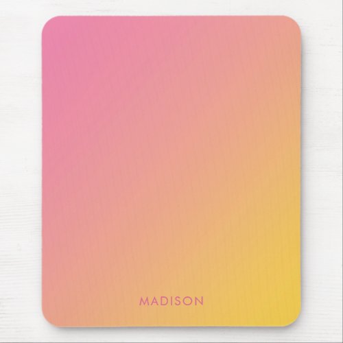Colorful Girly Pink Yellow Gradient Ombr  Mouse Pad
