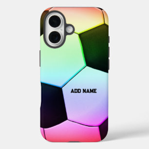 Colorful Girly Soccer Football iPhone 16 Case