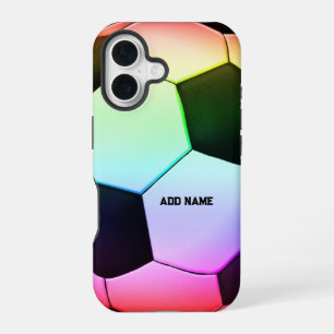 Colorful Girly Soccer Football iPhone 16 Case
