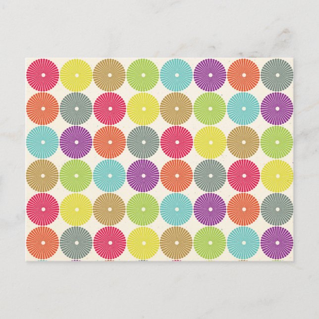 Colorful Girly Spring Pastel Circle Disks Pattern Postcard (Front)