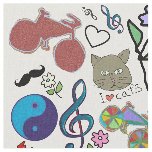 colorful girly stamp fabric