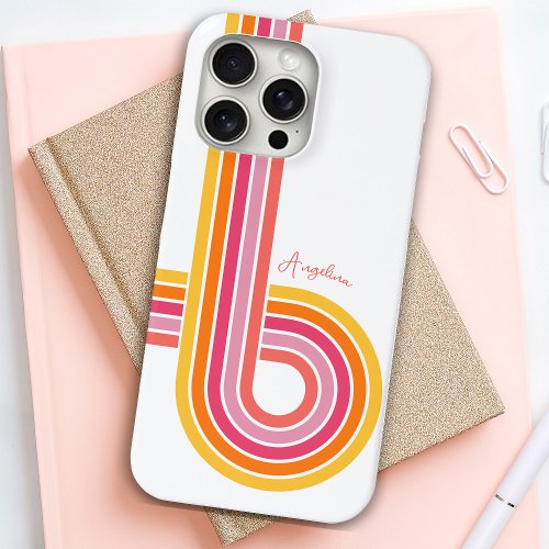 Colorful Girly Stripes Pattern with Name iPhone 15 Pro Max Case