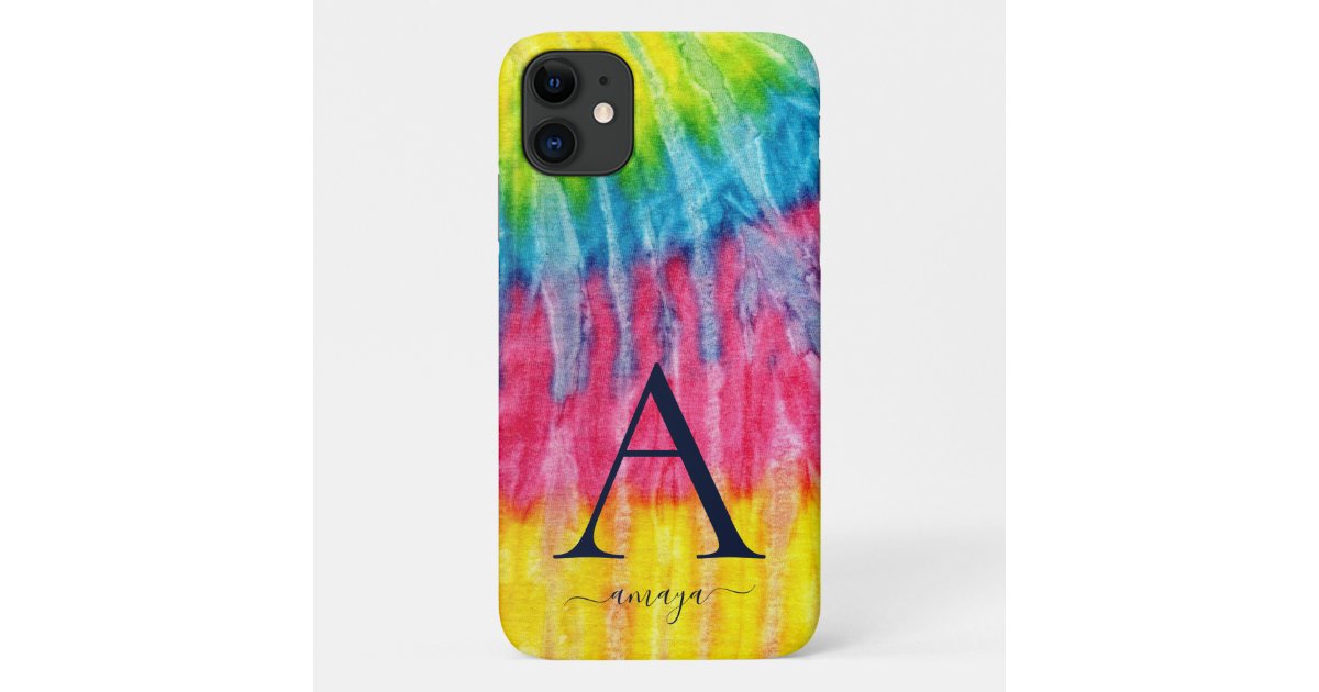 Red Tie-Dye Monogram Protective iPhone Case