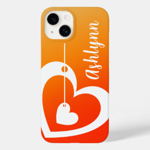 Colorful Girly Yellow and Orange Ombre Monogrammed Case-Mate iPhone 14 Case