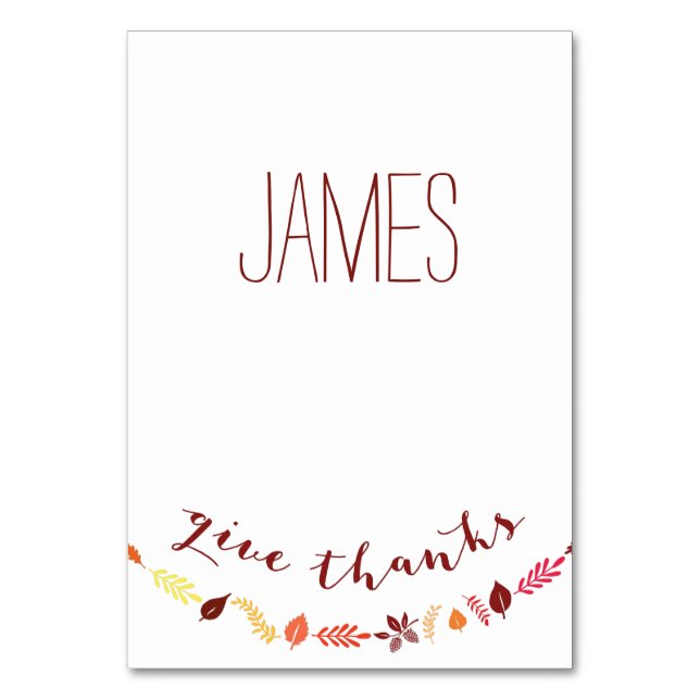 Colorful Give Thanks Thanksgiving Place Cards (Front)