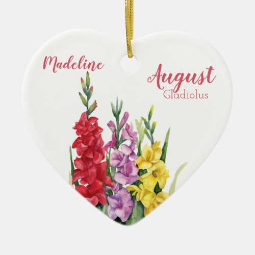 Colorful Gladiolus August Birth Flower for Baby Ceramic Ornament