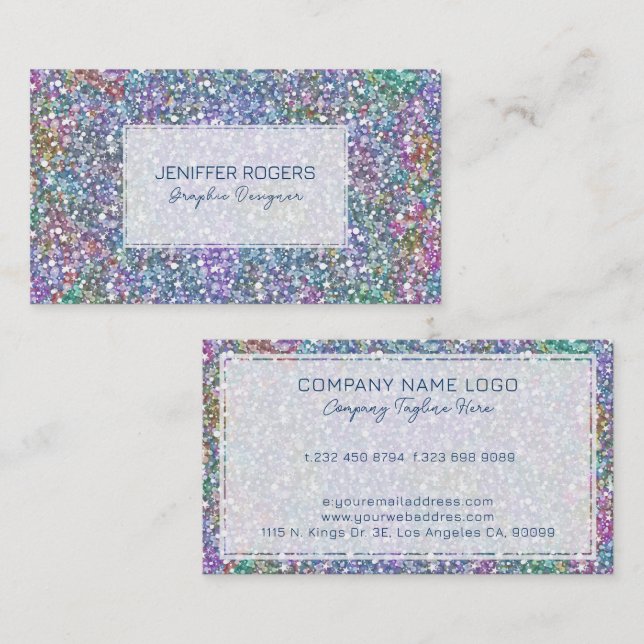Colorful glam glitter texture business card (Front/Back)