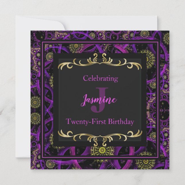 Colorful Glam Gold Birthday Invitation (Front)