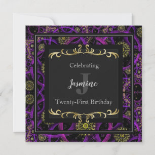 Colorful Glam Gold Birthday Invitation