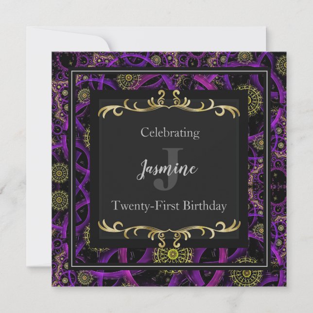 Colorful Glam Gold Birthday Invitation (Front)