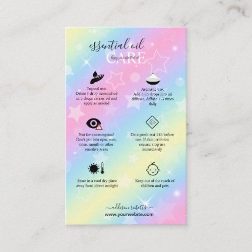 Colorful Glam Iridescent Sparkle  essential oil  B Business Card