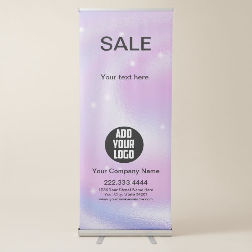Colorful Glam Iridescent Sparkle Holographic   Retractable Banner