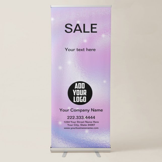 Colorful Glam Iridescent Sparkle Holographic   Retractable Banner (Front)