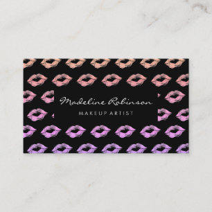 Colorful Glamour Glitter Kisses Business Card