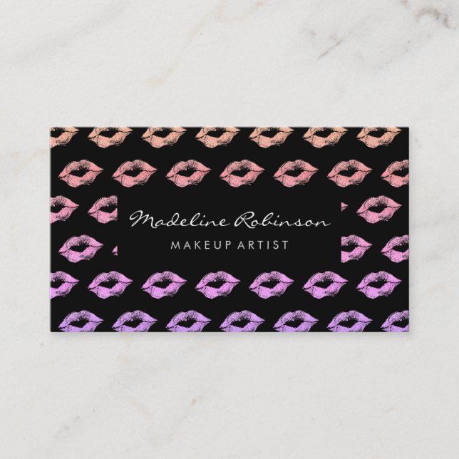 Colorful Glamour Glitter Kisses Business Card (Front)