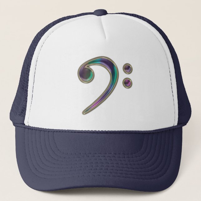 Colorful Glass Bass Clef Music Hat (Front)
