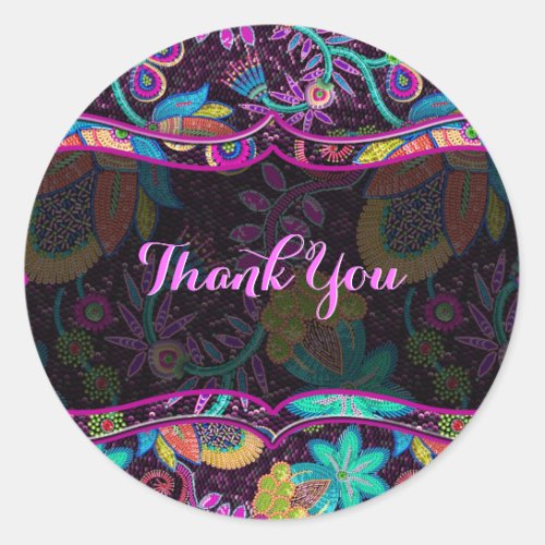 Colorful Glass Beads look Floral Pattern Classic Round Sticker