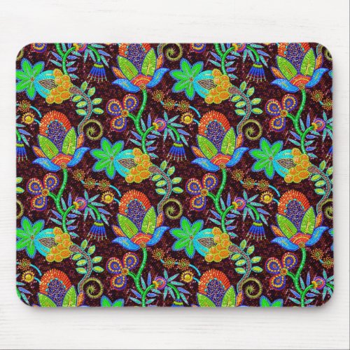 Colorful Glass Beads Look Retro Floral Design 2 Mouse Pad