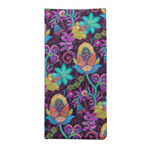 Colorful Glass Beads Look Retro Floral Design 2 Napkin