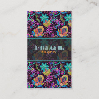 Colorful Glass Beads Look Retro Floral Design Business Card