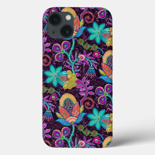 Colorful Glass Beads Look Retro Floral Design iPhone 13 Case