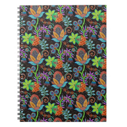 Colorful Glass Beads Look Retro Floral Design Notebook