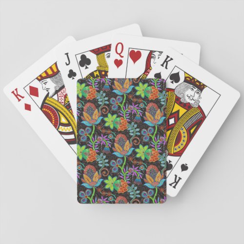 Colorful Glass Beads Look Retro Floral Design Playing Cards